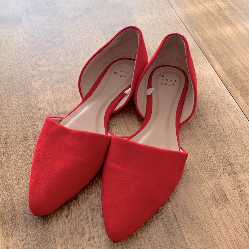 Red D’orsay flats Size 9. NWOT